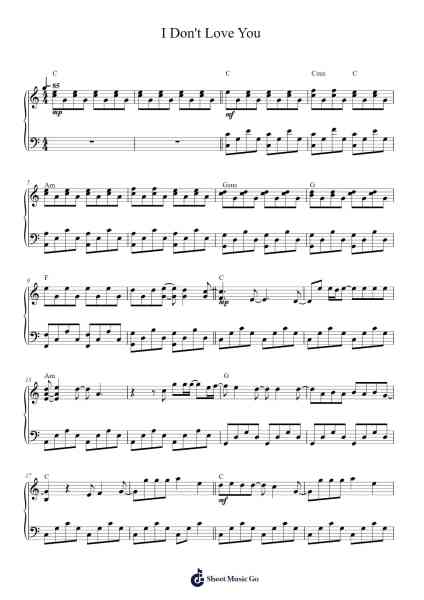 I Don't Love You Sheet Music by My Chemical Romance-Arr.Croftsgreg