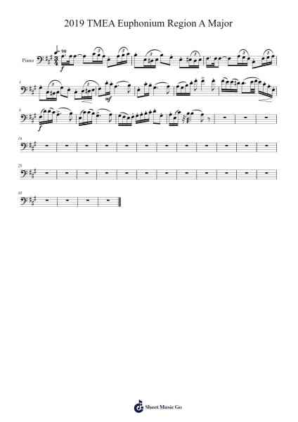 2019 TMEA Euphonium Region A Major Sheet Music by undefined-Arr.Hulstone Lilsper