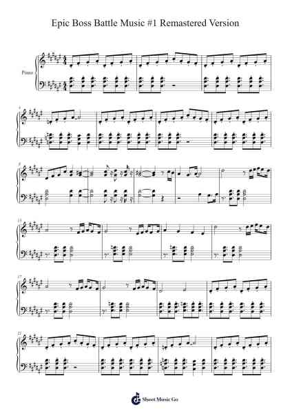 Epic Boss Battle Music #1 Remastered Version Sheet Music by Kingdcl-Arr.Davexy Tykins
