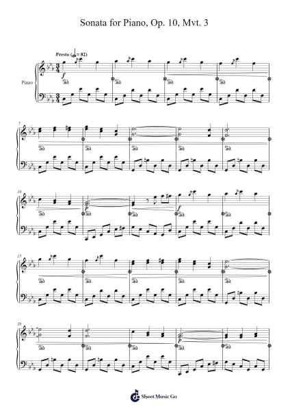 Sonata for Piano, Op. 10, Mvt. 3 Sheet Music by Wattlith Yvesfe-Arr.Croftlitt