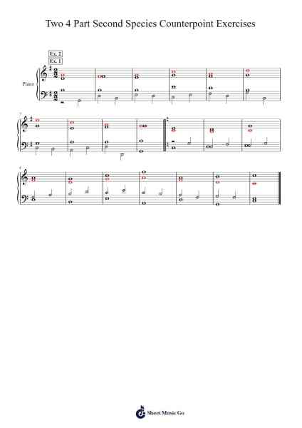 Two 4 Part Second Species Counterpoint Exercises Sheet Music by Eveken Dougloyd-Arr.Ferholt Vebthan