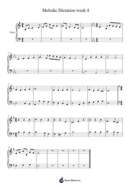 Melodic Dictation week 4 Sheet Music by saxylady1015-Arr.Irsharp Bartrah