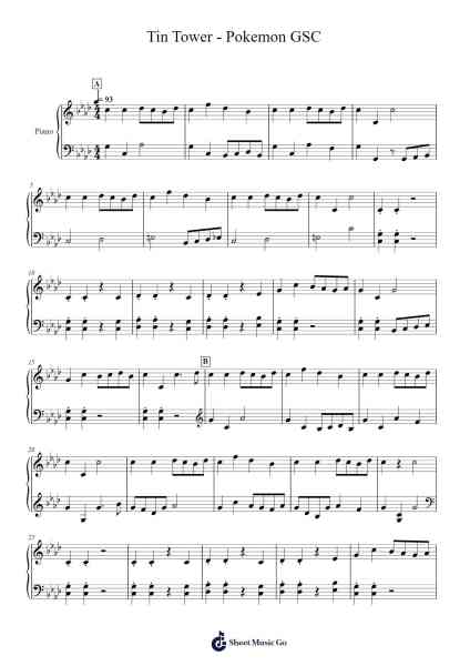 Tin Tower - Pokemon GSC Sheet Music by Junichi Masuda-Arr.Faithewells Galphen