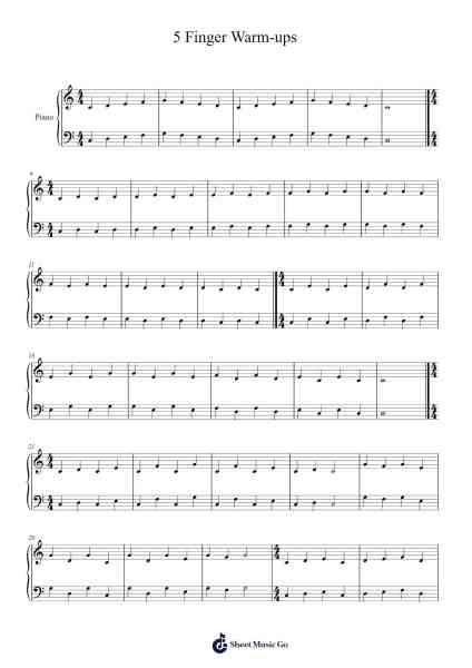 5 Finger Warm-ups Sheet Music by Bachlay Beabrey-Arr.Bairdxy