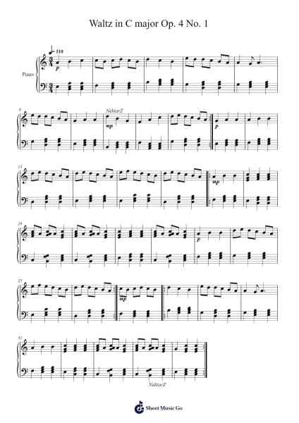 Waltz in C Major, Op. 4 No. 1 Sheet Music by iliaszounis5-Arr.Ranlass Dulelroy