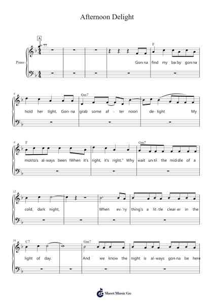 Afternoon Delight Sheet Music by Bill Danoff-Arr.Attcolm