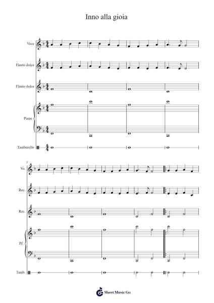 Inno alla gioia Sheet Music by Ludwig van Beethoven-Arr.Taysnow Churniel