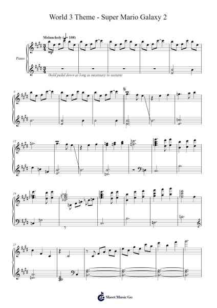 World 3 Theme - Super Mario Galaxy 2 Sheet Music by Mahito Yokota-Arr.Triswolf Roochel