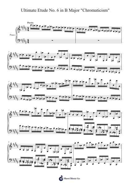 Ultimate Etude No. 6 in B Major "Chromaticism" Sheet Music by Gileschill Vaugthe-Arr.Sanhan Eipscius