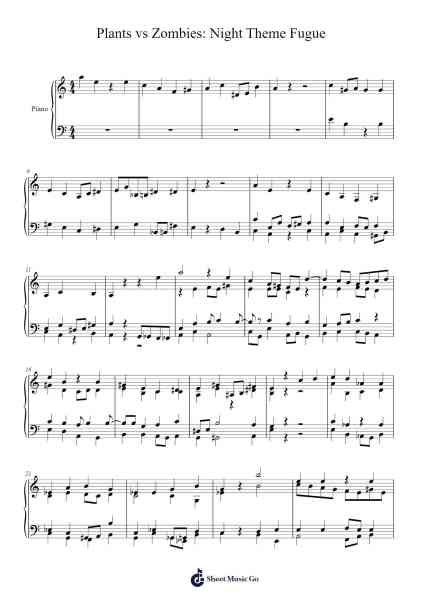 Plants vs Zombies: Night Theme Fugue Sheet Music by Garch Manspys-Arr.Bilsa Montlaw