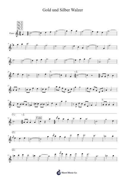 Gold und Silber Walzer Sheet Music by Franz Lehar-Arr.Dobing