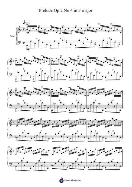 Prelude Op. 2 No. 4 in F Major Sheet Music by SnakeGnim123-Arr.Watloise Fredgee