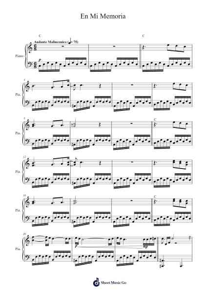 En Mi Memoria Sheet Music by Francisca Valenzuela-Arr.Jackbing Priceliot