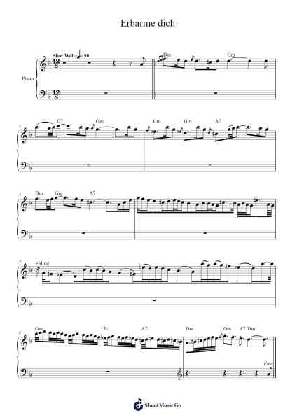 Erbarme dich 乐谱由 Johann Sebastian Bach - 编曲 Montbrook