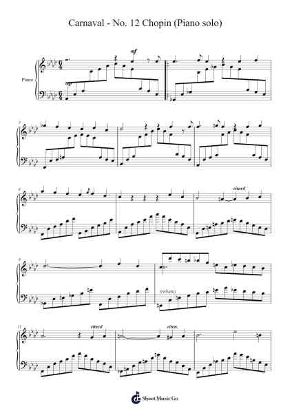 Carnaval - No. 12 Chopin (Piano solo) Sheet Music by Frédéric Chopin-Arr.Twainryl
