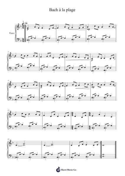 Bach à la plage Sheet Music by Woodphael-Arr.Merdawn