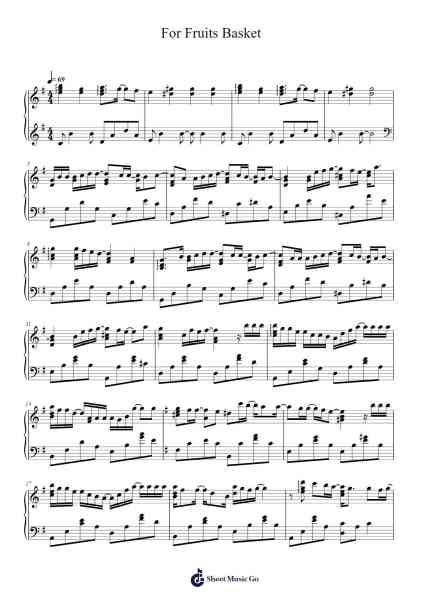 For Fruits Basket Sheet Music by Ritsuko Okazaki-Arr.Bairdkeith Cysoon