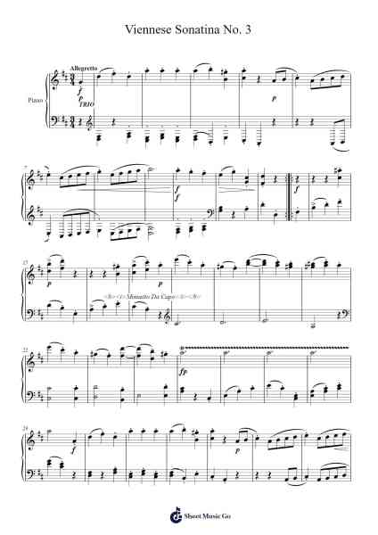 Viennese Sonatina No. 3 in D Major: III. Minuetto Sheet Music by Wolfgang Amadeus Mozart-Arr.Stelgil Kaycia