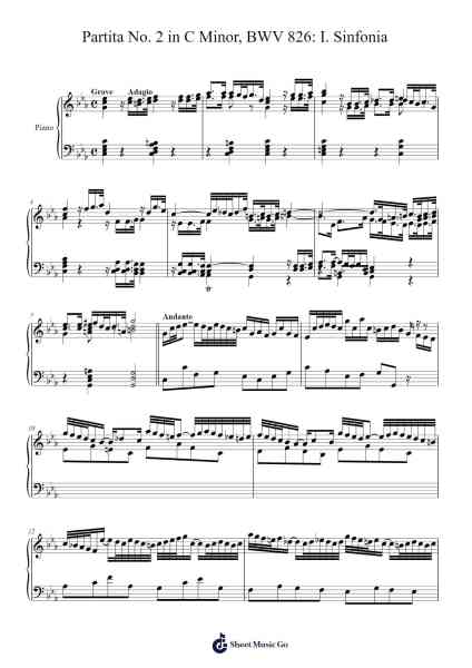 Partita No. 2 in C Minor, BWV 826: I. Sinfonia Sheet Music by Johann Sebastian Bach-Arr.Vicstowe Diaearl