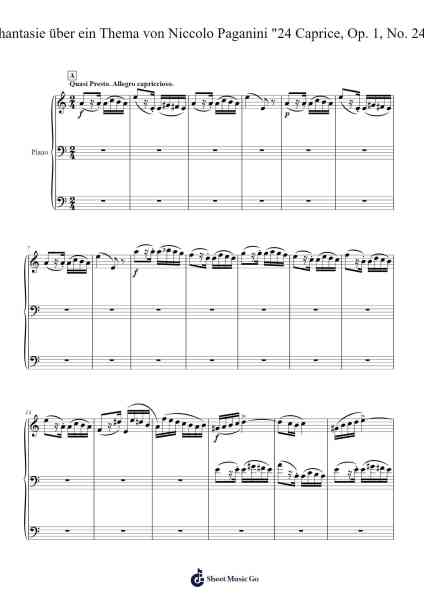 Phantasie über ein Thema von Niccolo Paganini "24 Caprice, Op. 1, No. 24", für Pianoforte Sheet Music by Niccolò Paganini-Arr.Solin