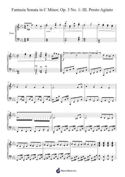Fantasia Sonata in C Minor, Op. 3 No. 1: III. Presto Agitato Sheet Music by Genewat Duttret-Arr.Reywood