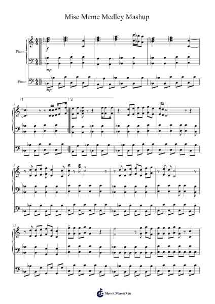 Misc Meme Medley Mashup Sheet Music by Misc-Arr.Bartther Benxon