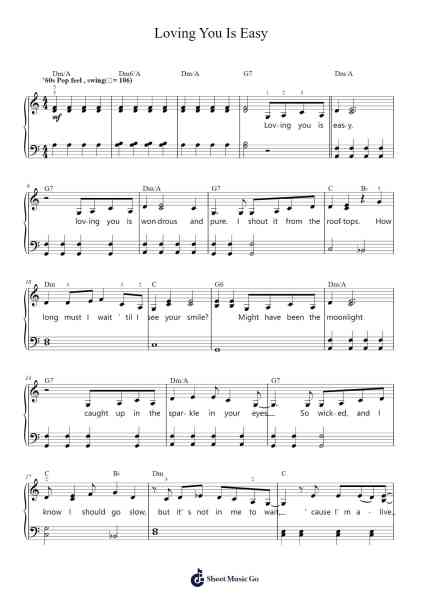 Loving You Is Easy Sheet Music by Sarah McLachlan-Arr.Blajeames Yulewood