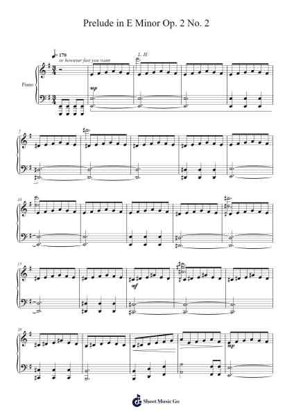 Prelude in E Minor, Op. 2, No. 2 Sheet Music by C. Morrissey-Arr.Make