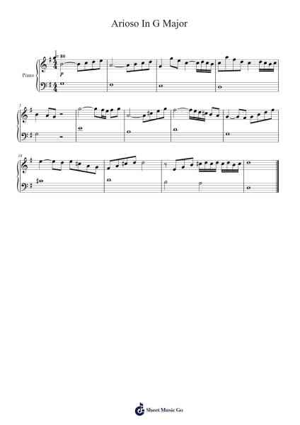 Arioso in G Major Sheet Music by Johann Sebastian Bach-Arr.Maujean Clairerist