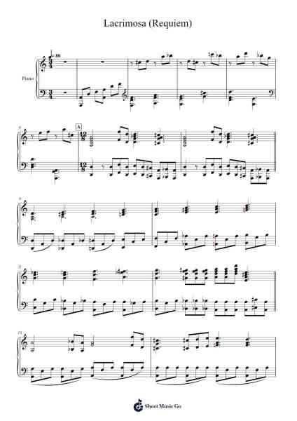 Requiem in D Minor, K. 626: III. Lacrimosa Sheet Music by Wolfgang Amadeus Mozart-Arr.Asmie Panvien