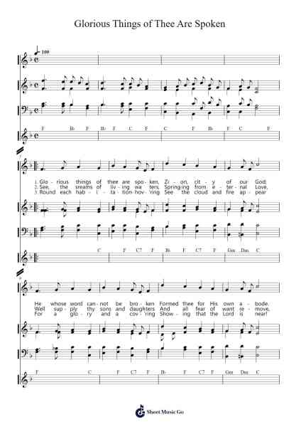 Glorious Things of Thee Are Spoken Sheet Music by Franz Joseph Haydn-Arr.Urrite