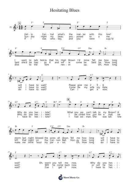 Hesitating Blues Ноты для фортепиано от W.C. Handy-Arr.Halemorse