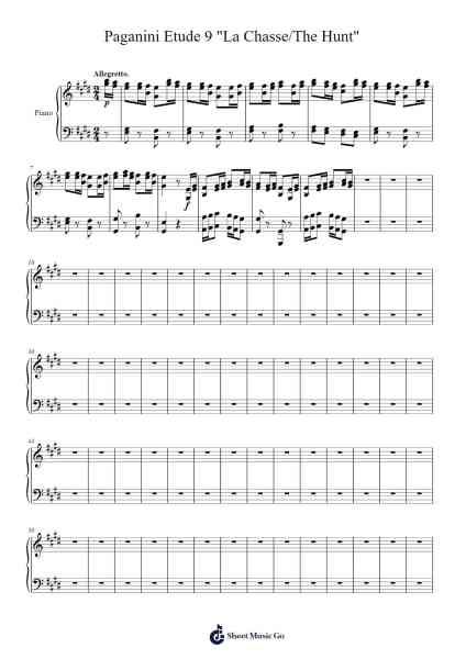Paganini Etude 9 "La Chasse/The Hunt" Sheet Music by Loudan Stephen Alexenov Stradinoff-Welkinstein-Arr.Hilye