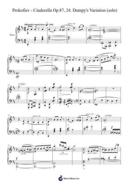 Cinderella, Op. 87: No. 24, Dumpy's Variation Sheet Music by Sergei Prokofiev-Arr.Egger Daveky