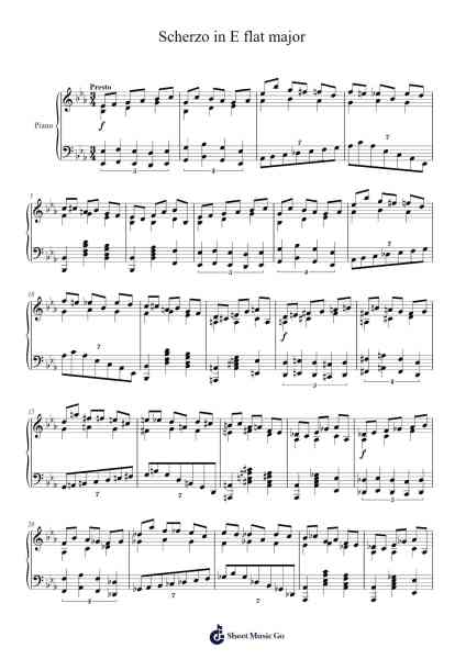 Scherzo in E flat major Sheet Music by Gileschill Vaugthe-Arr.Branlaine
