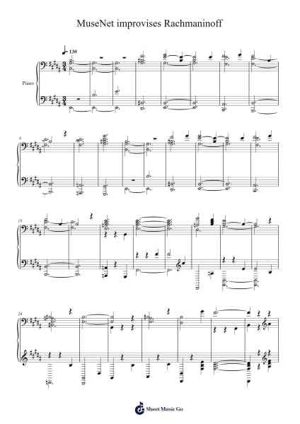 MuseNet improvises Rachmaninoff Sheet Music by hinessi-Arr.Ranlass Dulelroy