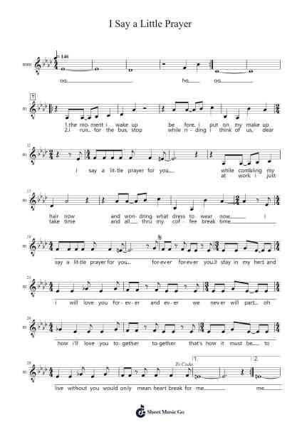 I Say a Little Prayer Sheet Music by Burt Bacharach-Arr.Walshses