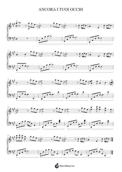 ANCORA I TUOI OCCHI Sheet Music by Padglas Jefh-Arr.Louann Bonpe