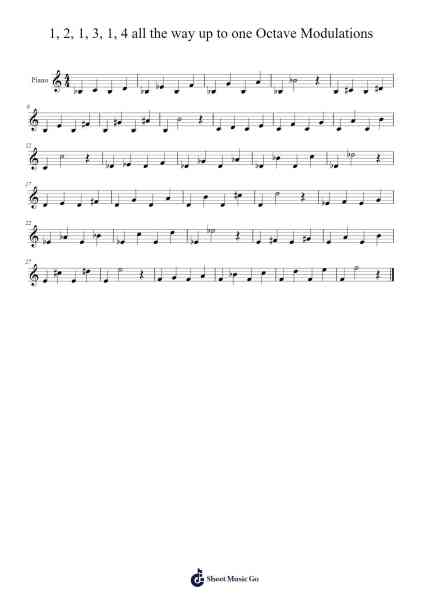1, 2, 1, 3, 1, 4 all the way up to one Octave Modulations Sheet Music by -Arr.Grever Carhume
