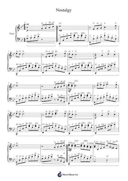 Nostalgy Sheet Music by Richard Clayderman-Arr.Janejill Mooca