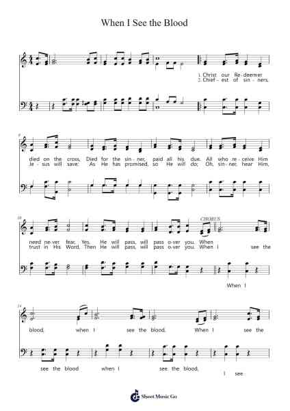 When I See the Blood 樂譜由 John G. Foote/Elisha A. Hoffman - 編曲 Dwightharte Phijoyce