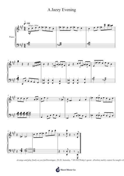 A Jazzy Evening Sheet Music by Toursbur-Arr.Woolgreen