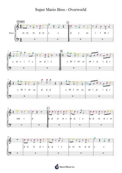 Super Mario Bros - Overworld Sheet Music by Koji Kondo-Arr.Blabott