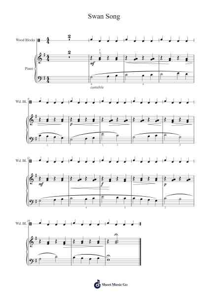 Swan Song Sheet Music by Peter Kember-Arr.Rareade Zoelotte