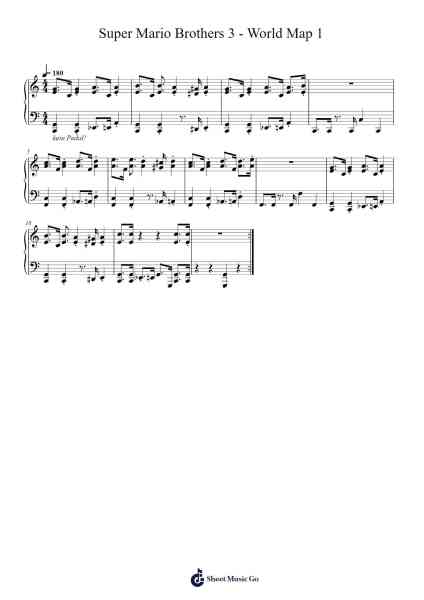 Super Mario Brothers 3 - World Map 1 Sheet Music by undefined-Arr.Calbrown Yertate