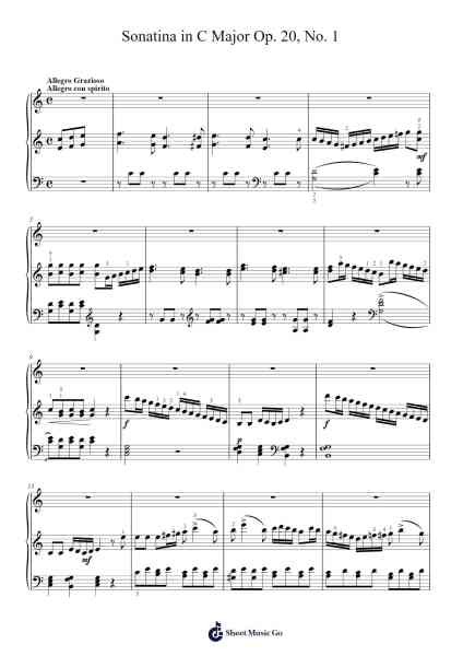 Sonatina in C Major, Op. 20, No. 1 Sheet Music by Friedrich Kuhlau-Arr.Gedodd