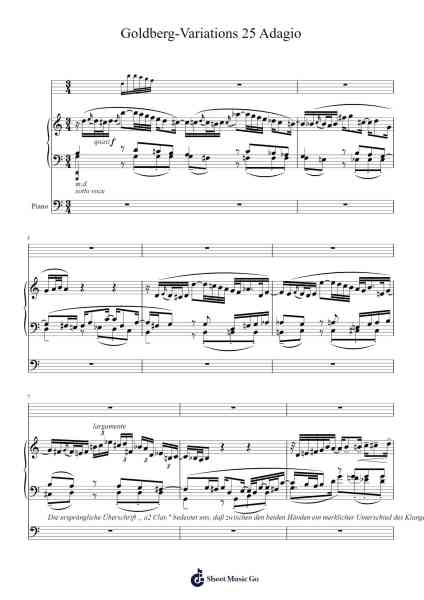 Goldberg-Variations 25 Adagio Sheet Music by Johann Sebastian Bach-Arr.Cusnow Noahlis