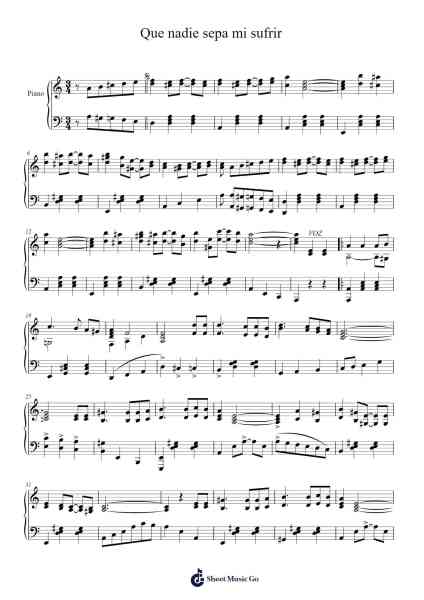 Que nadie sepa mi sufrir Sheet Music by Angel Cabral-Arr.Paggo Bruhale