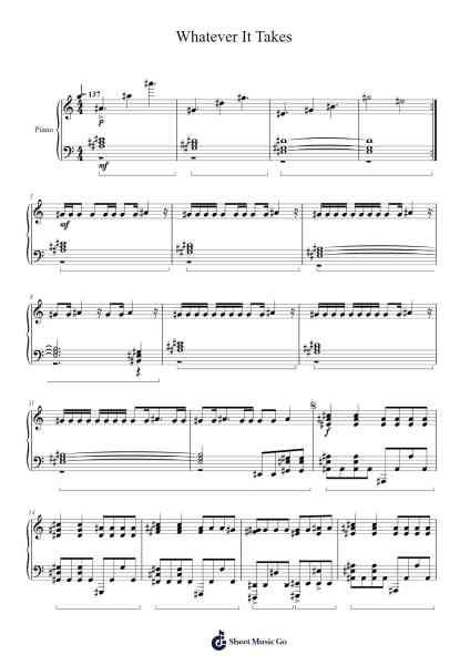 Whatever It Takes Sheet Music by Imagine Dragons-Arr.Kirkjoel