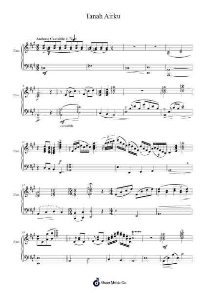 Tanah Airku Sheet Music by Ibu Sud-Arr.Websjean Hodgdre